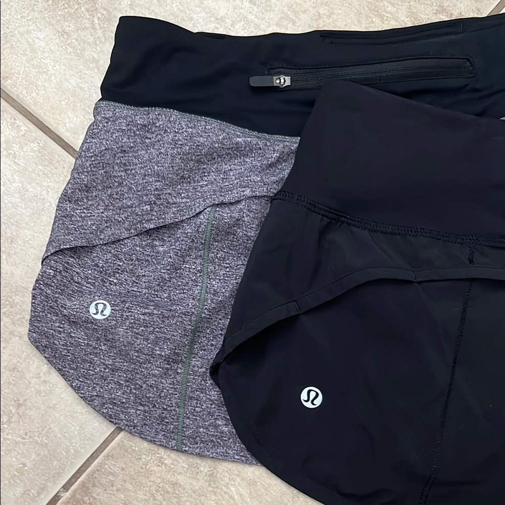 lululemon athletica Black and Heather Gray Athletic Shorts